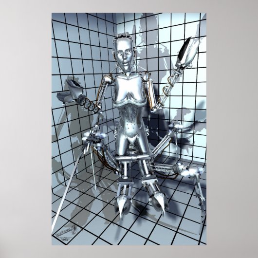 Poster Robot dans une grille (Devant)