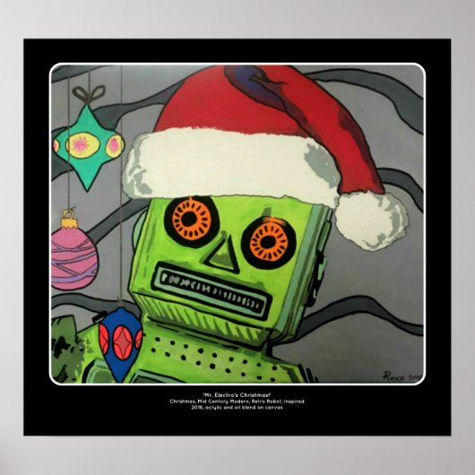Poster Robot de Noël Abstrait moderne du milieu du siècle (Devant)
