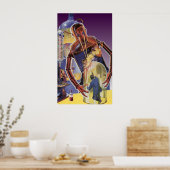 Poster Robot de science-fiction vintage avec les yeux de  (Cuisine)