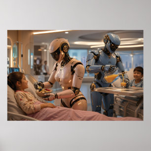 Poster Robot de soins futuriste à intelligence artificiel