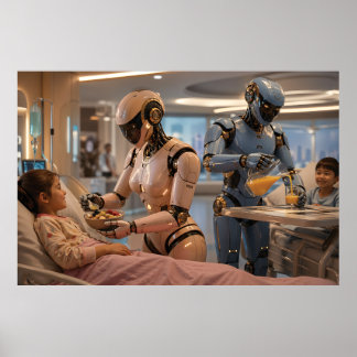 Poster Robot de soins futuriste à intelligence artificiel