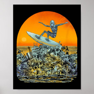 Poster Robot de surf Junk Surfer - Par Emek Artman