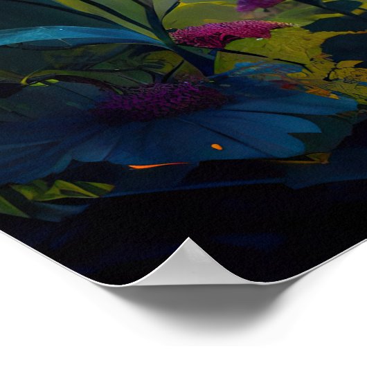 Poster Robot des fleurs de la forêt tropicale bleue (Coin)