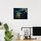 Poster Robot des fleurs de la forêt tropicale bleue (Bureau à domicile)