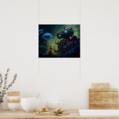 Poster Robot des fleurs de la forêt tropicale bleue (Cuisine)