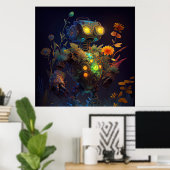Poster Robot des fleurs tropicales des yeux jaunes (Bureau à domicile)