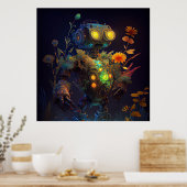 Poster Robot des fleurs tropicales des yeux jaunes (Cuisine)