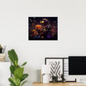Poster Robot dystopique à fleurs orange (Bureau à domicile)