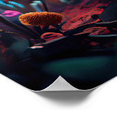 Poster Robot Futuriste Entouré De Fleurs (Coin)