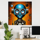 Poster Robot futuriste rétro (Bureau à domicile)
