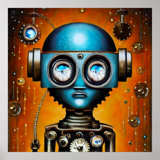 Poster Robot futuriste rétro