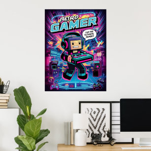 Poster Robot Gamer Retro