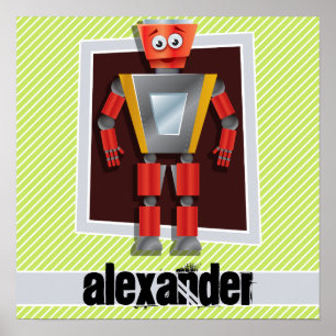 Poster Robot ; Grandes vertes et blanches de chaux