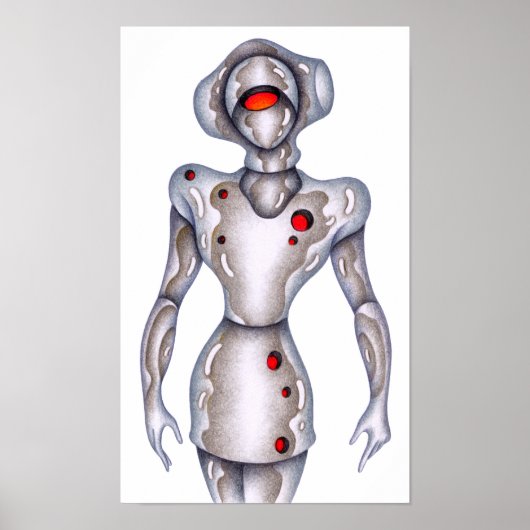 Poster Robot humanoïde de style rétro. (Devant)