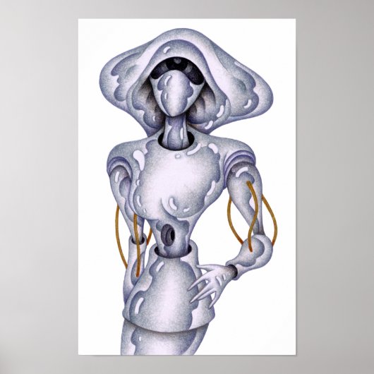 Poster Robot humanoïde de style rétro. (Devant)