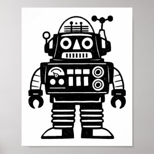 Poster Robot Inspiré du Milieu du Siècle Rétro