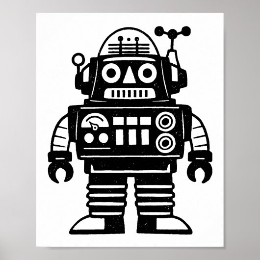 Poster Robot Inspiré du Milieu du Siècle Rétro (Devant)