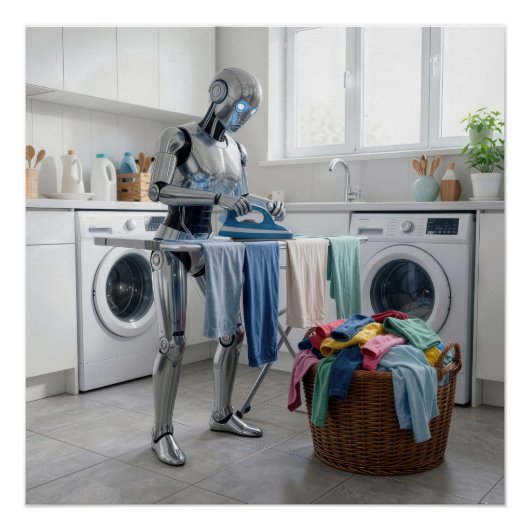 Poster Robot Ironing Clothes (Devant)
