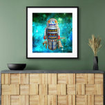 Poster robot jouet en métal vintage en galaxie bleue joli<br><div class="desc">J'adore les visages rétro et mignons sur les robots vintages, jouet en métal de l'enfance. Voici l’un de mes coups de coeur, dressé contre une bulle bleu turquoise dans le ciel. Ajoutez un peu de style à votre chambre avec ce poster photo amusant, coloré. Faites un grand cadeau tendance, même...</div>