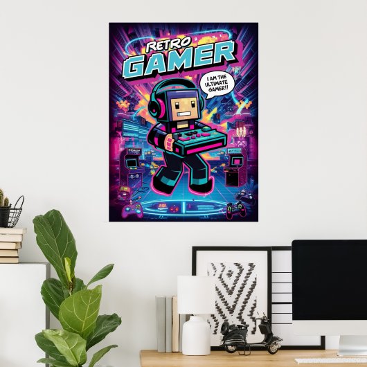 Poster Robot Rétro Gamer (Bureau à domicile)
