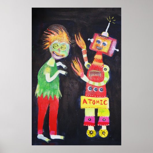 Poster Robot Retro pop art Vintage (Devant)