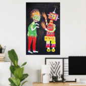 Poster Robot Retro pop art Vintage (Bureau à domicile)