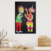 Poster Robot Retro pop art Vintage (Cuisine)