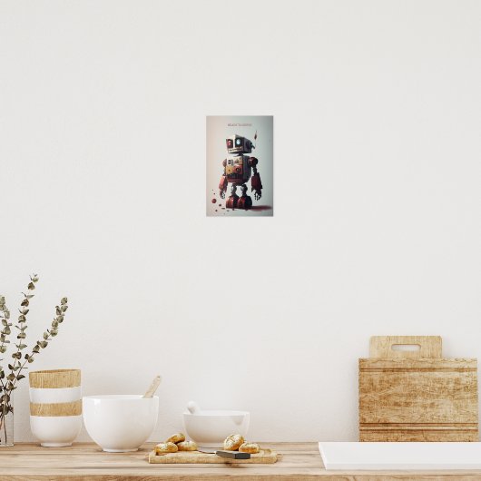 Poster robot rétro - Prêt à servir (Cuisine)