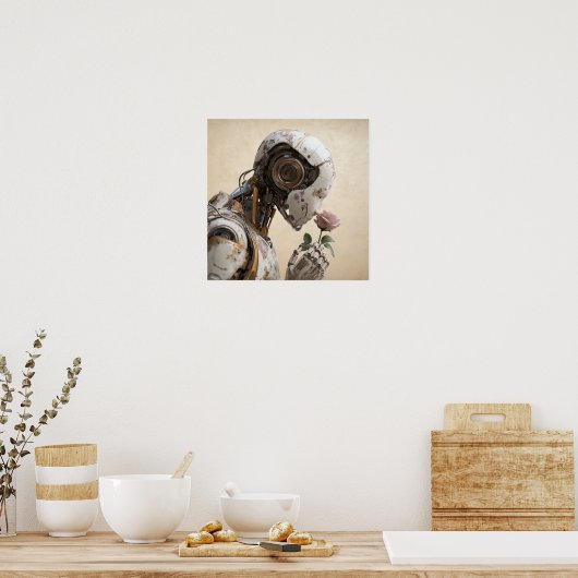 Poster Robot & Rose Solarpunk (Cuisine)