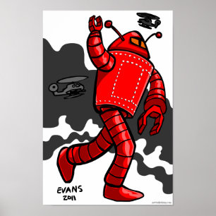 Poster Robot rouge saccageant
