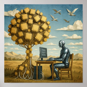 Poster Robot sous l'arbre de processeur