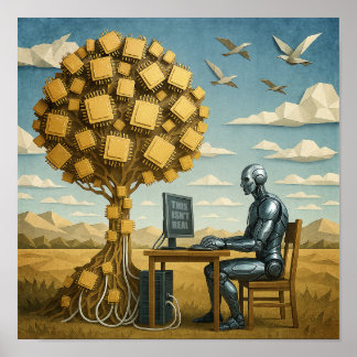 Poster Robot sous l'arbre de processeur