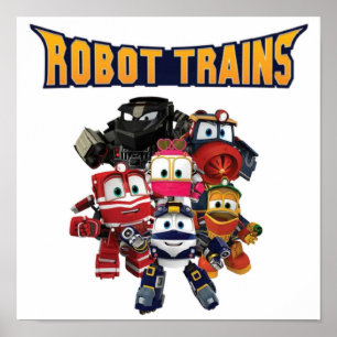 Poster Robot Trains Cartoon pour montrer aux enfants