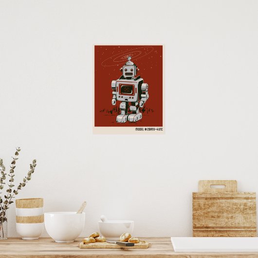 Poster Robot vintage 2 rouge (Cuisine)