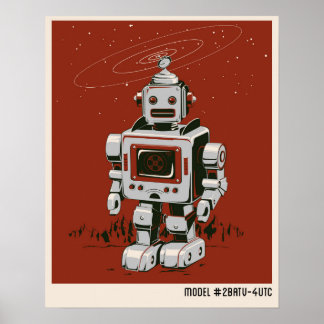 Poster Robot vintage 2 rouge
