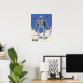 Poster Robot vintage 3 bleu (Bureau à domicile)