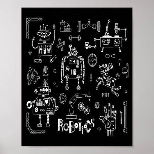 Poster Robotics Engineer Technician Funny Vintage Robot  (Devant)