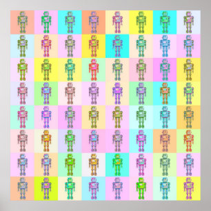 Poster Robots Art Pop Retro v1