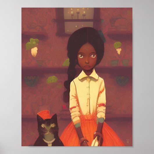 Poster Robots Brown pour filles et chats jupe orange (Devant)