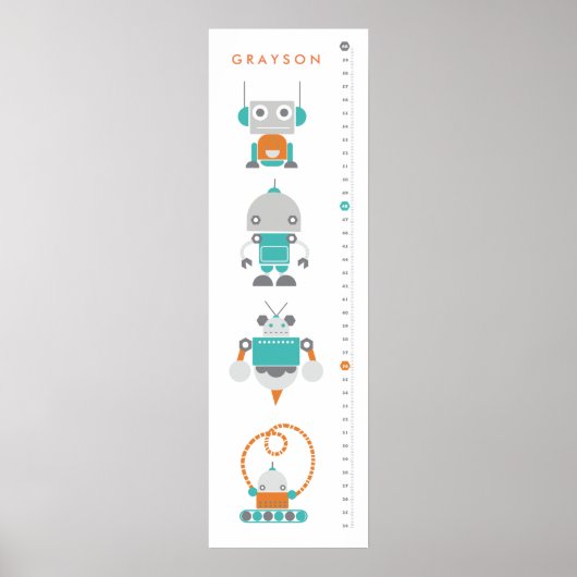 Poster Robots Childrers Custom Growth Hight Chart - Art (Devant)