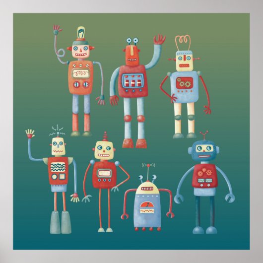 Poster Robots mignons (Devant)
