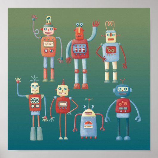 Poster Robots mignons (Devant)