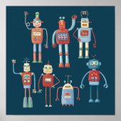 Poster Robots rétro style des années 1950 (Devant)