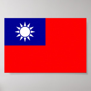 Poster ROC Taïwan - Drapeau taïwanais - 中華民國國旗 - Ciel ble