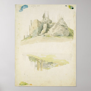 Poster Roche et arbre : Deux études, le 12 juillet 1810
