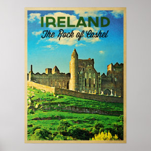 Poster Roche vintage de l'Irlande de Cashel