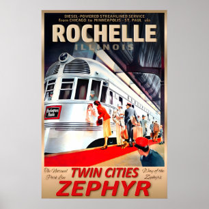 Poster Rochelle Illinois Twin Cities Zephyr Burlington