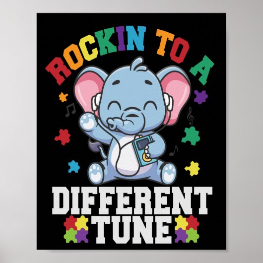 Poster Rocher à un autre ton mignon éléphant Autisme (Devant)