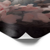 Poster Rocher blanc romantique et Fleurs rose pâle (Coin)