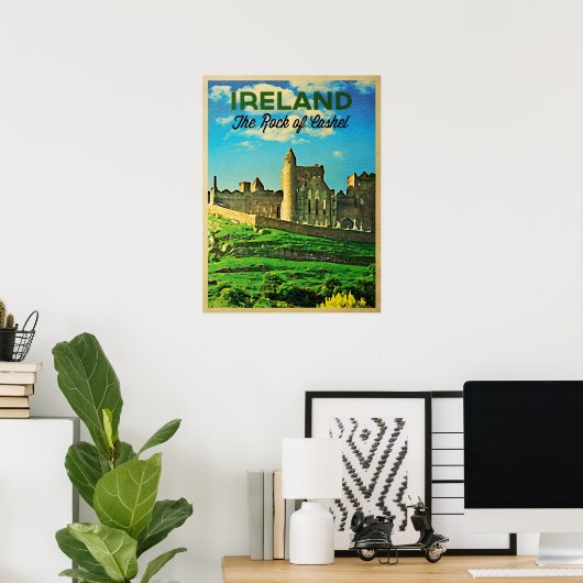 Poster Rocher De Cachel D'Irlande vintage (Bureau à domicile)